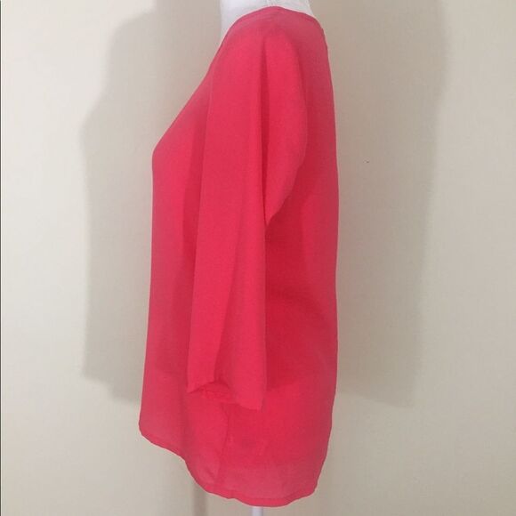Express Bright Pink 3/4 Sleeve Loose Pullover Blouse Top Size Small - Picture 2 of 8